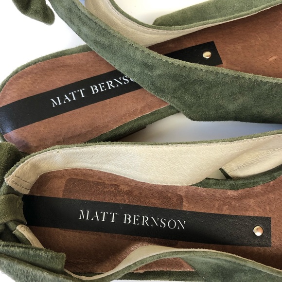 Matt Bernson Green Suede Leather Flats - Picture 2 of 5